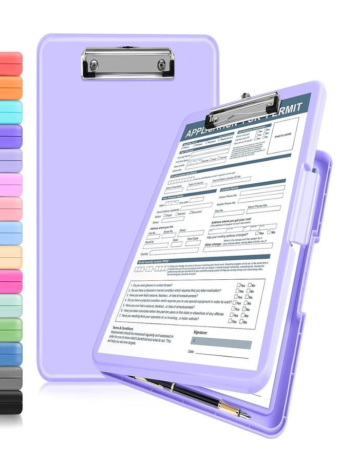 ANZNKU Clipboards with Storage, 13x9.6 Storage Clipboard Foldable for Teachers & Nurse Essentials, Clipboards with Pen Holder, Work Desk Paper Organizer, School & Office Supplies for Women(Purple) - Image 1