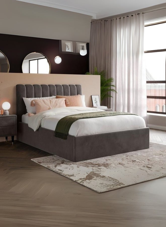 Bed and Mattress Home Ember Eclipse Upholstered Single Size ( Mattress Size 90 X 200 CM ) Dark Brown Chocolate Color Bed Size 212 W X 98 L CM ( Mattress Sold Separately )  - Image 1