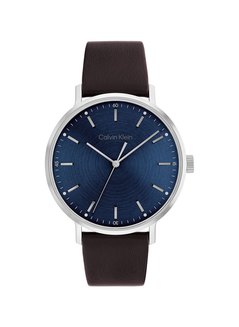 CALVIN KLEIN - Analog Round Waterproof  Wrist Watch With Leather Strap  25200052 - Image 1