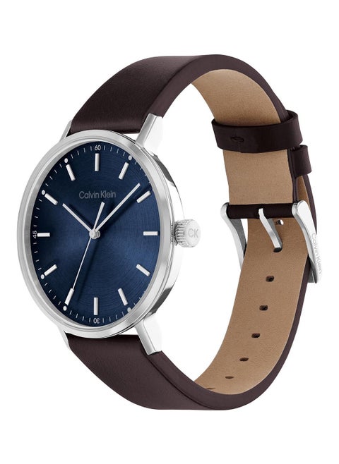 Analog Round Waterproof  Wrist Watch With Leather Strap  25200052
