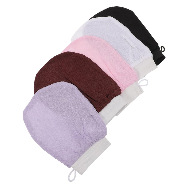 Double Sided Exfoliating Shower Gloves 5 Pack Soft Polyester Body Scrub Mitts For Men And Women - Image 2