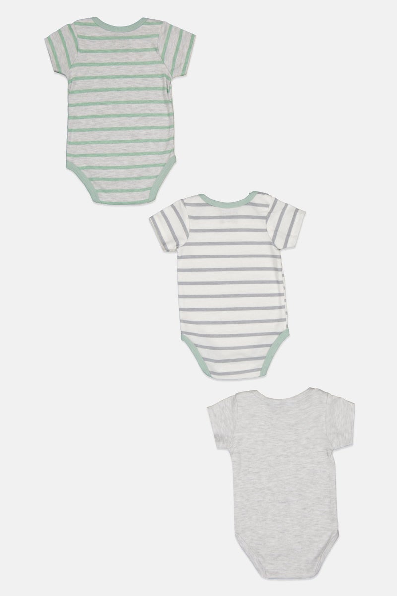 Joe Boxer Toddlers Boy 3 Pack Allover Print Short Sleeve Bodysuit, Multicolor - Image 2