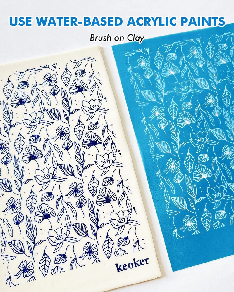 KEOKER Silk Screen Stencils for Polymer Clay, 3PCS Reusable Silkscreen Print Kit, for Printing on Clay & Other Jewelry Clay Earrings Decoration, Each 6" X 3.8" - Image 3