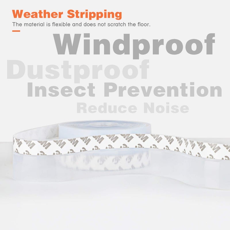 MIKOSI 26 Feet Silicone Seal Strip, Transparent, 35MM - Door & Window Seal, Draft Stopper Adhesive Tape for Doors, Windows & Shower Glass Gaps - Image 2