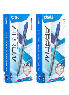Deli 24-Piece Arrow Retractable Ballpoint Pen Set 0.7mm Tip Blue Ink  - Image 1