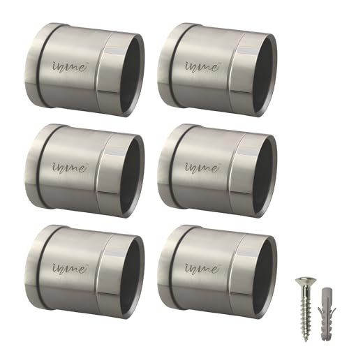 Inme Wall to Wall Curtain Rod Bracket/Curtain Rail Rod Holder Heavy-Duty Stainless Steel – 1 inch Glossy Silver Finish with Screws and Wall Plugs Included (Pack of 6) - Image 1