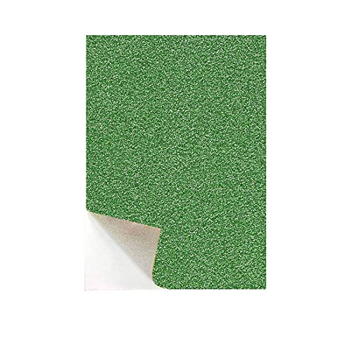 OLIREXD 20 Sheets of Self-Adhesive Sparkle Shinny Craft Sheets Rainbow Sparkly Glitter Cardstock Paper in A4 Size for DIY Craft Projects Card Making Party Decoration(Green) - Image 1