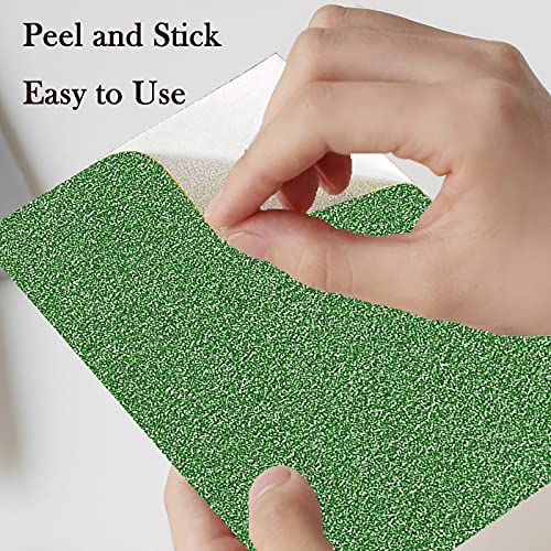 OLIREXD 20 Sheets of Self-Adhesive Sparkle Shinny Craft Sheets Rainbow Sparkly Glitter Cardstock Paper in A4 Size for DIY Craft Projects Card Making Party Decoration(Green) - Image 3