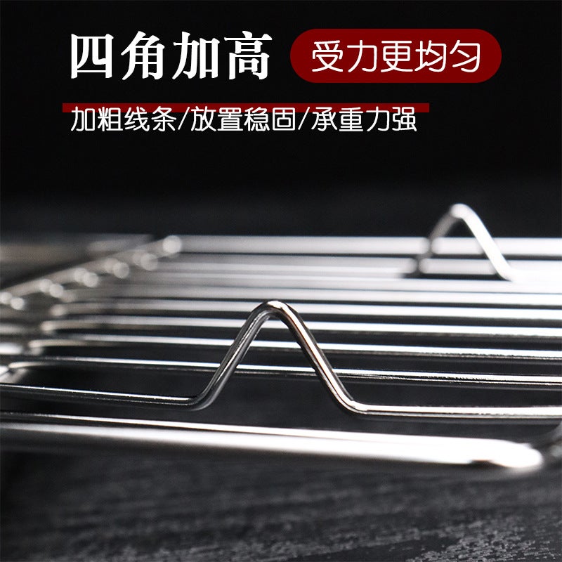 304 Stainless Steel Square Tray With Filter Grid Rectangular Drain Oil Filter Tray Baking Oven Baking Tray - Image 4