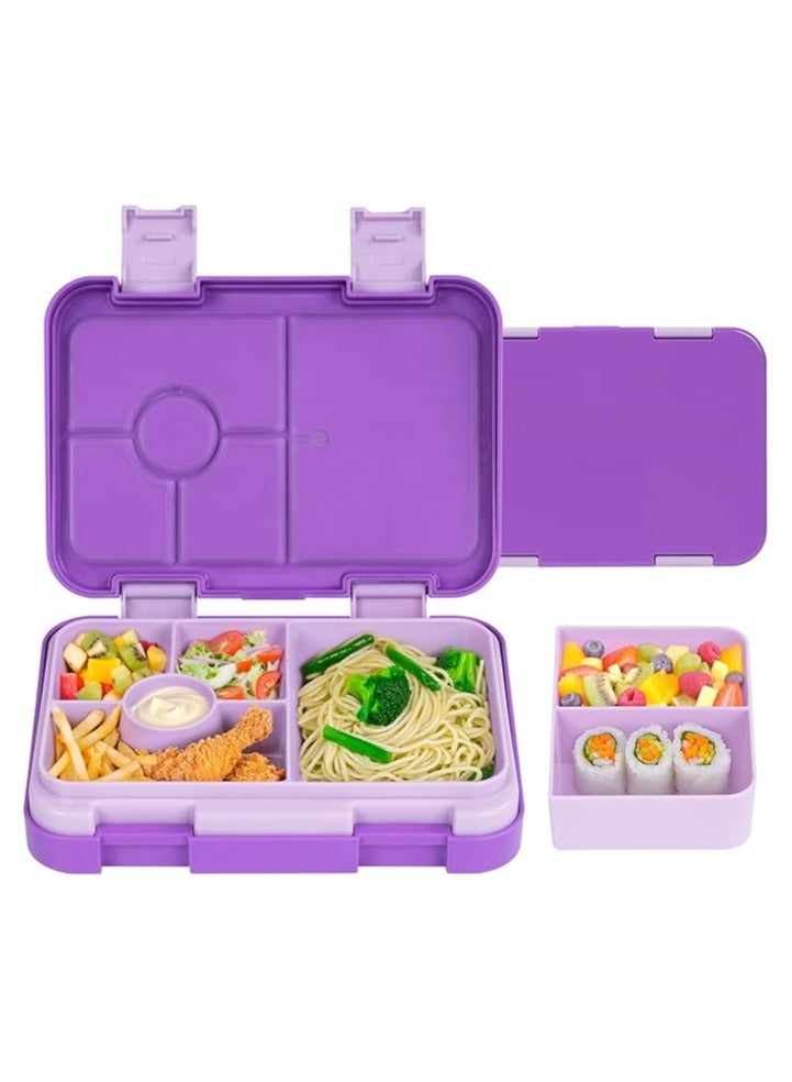 Arabest Bento Lunch Box with 6 Compartments, Leak Proof Lunchbox Snack Boxes for Kids, BPA-Free Reusable On-the-Go Meal and Snack Packing Containers,Purple  - Image 1