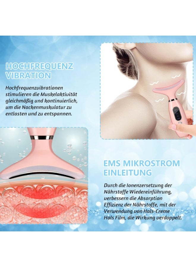 جهاز تدليك الوجه - جهاز تجميل الرقبة وجهاز شد الوجه، جهاز تدليك كهربائي محمول بتقنية الاهتزاز الدقيق للعناية بالبشرة، أداة لنحت الوجه لرفعه وشدّه ومكافحة علامات الشيخوخة - وردي - Image 2