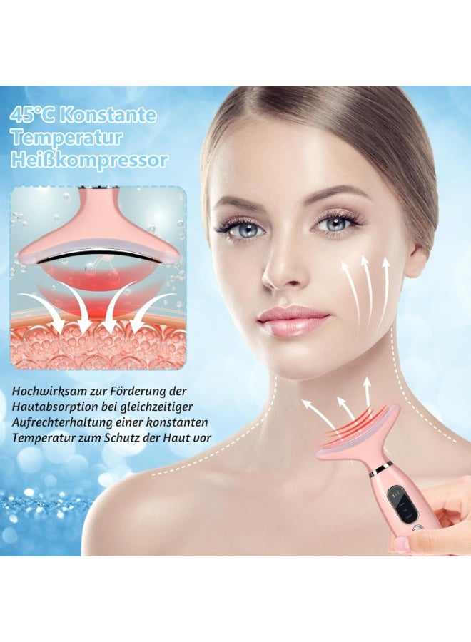 جهاز تدليك الوجه - جهاز تجميل الرقبة وجهاز شد الوجه، جهاز تدليك كهربائي محمول بتقنية الاهتزاز الدقيق للعناية بالبشرة، أداة لنحت الوجه لرفعه وشدّه ومكافحة علامات الشيخوخة - وردي - Image 3
