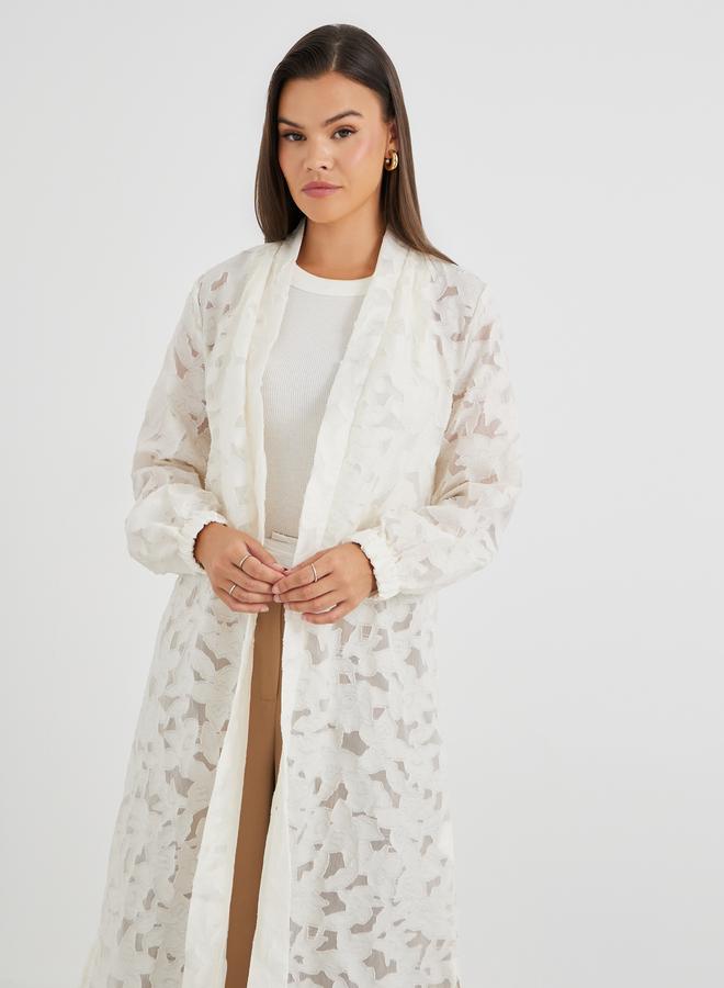 Styli Styli Embroidered Regular Fit Maxi Kimono with Slit  - Image 2