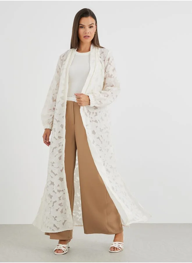 ستايلي Styli Embroidered Regular Fit Maxi Kimono with Slit