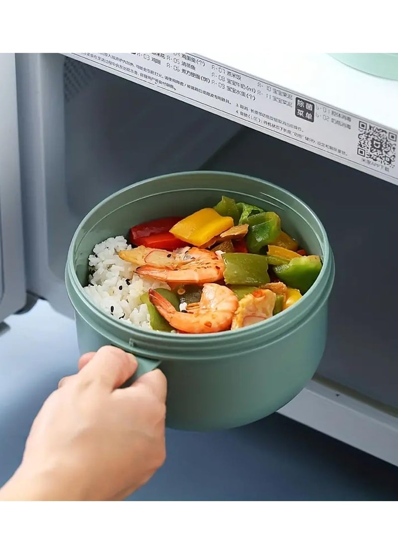 Brain Giggles BrainGiggles Microwave Safe Ramen Bowl Portable Soup Bowl with Lid and Handles for Home Office Kids and Adults Food Container - Green - Image 3