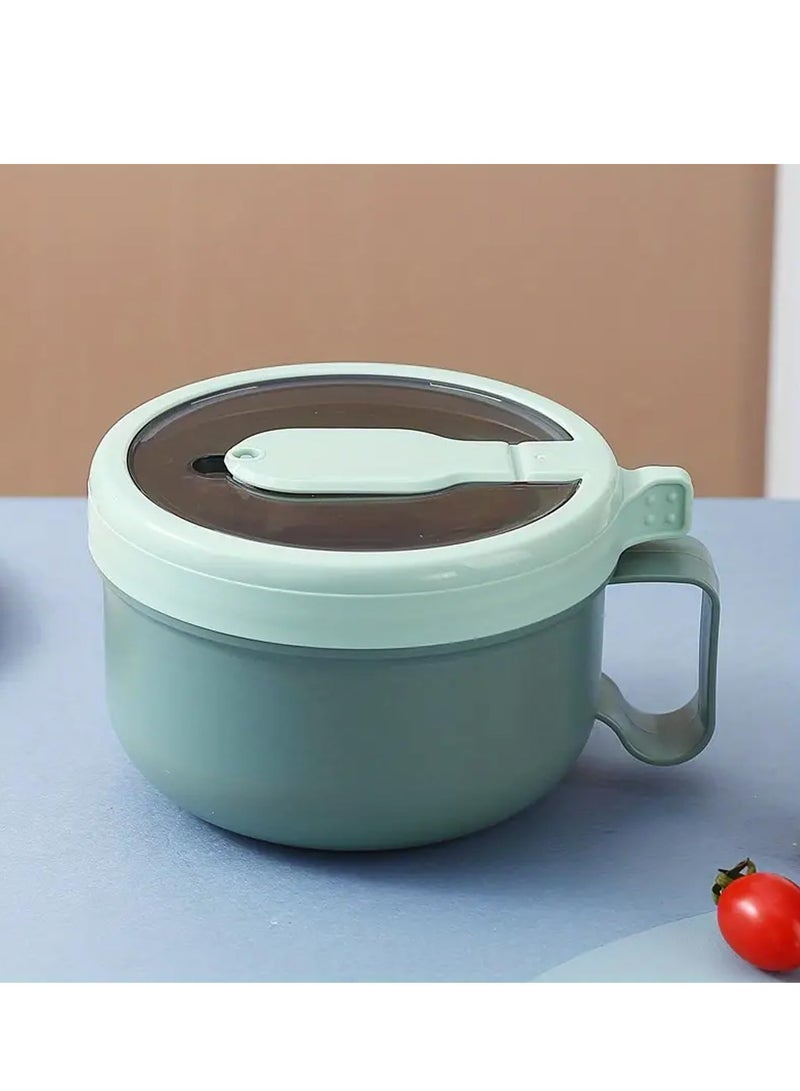 Brain Giggles BrainGiggles Microwave Safe Ramen Bowl Portable Soup Bowl with Lid and Handles for Home Office Kids and Adults Food Container - Green - Image 4