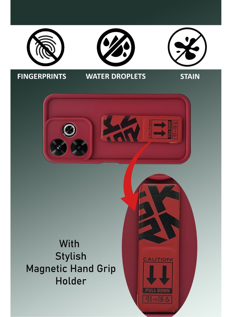 حافظة سيليكون صلبة أنيقة مع مقبض يد وحماية إضافية لهاتف Redmi 13 5G - أحمر - Image 4