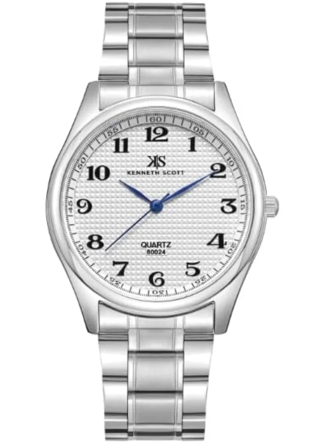 KENNETH SCOTT Men's Watch, Analog Display and Steel Strap - K23052-SBSW, Silver