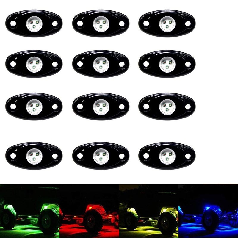 OPP ULITE RGB Led Rock Lights 12Pods APP Control Rock Light Kit DIY Color Timing Music Flashing Mode Interior Underglow Lights for Jeep Offroad Trucks UTV SUV ATV Motorcycle Boats