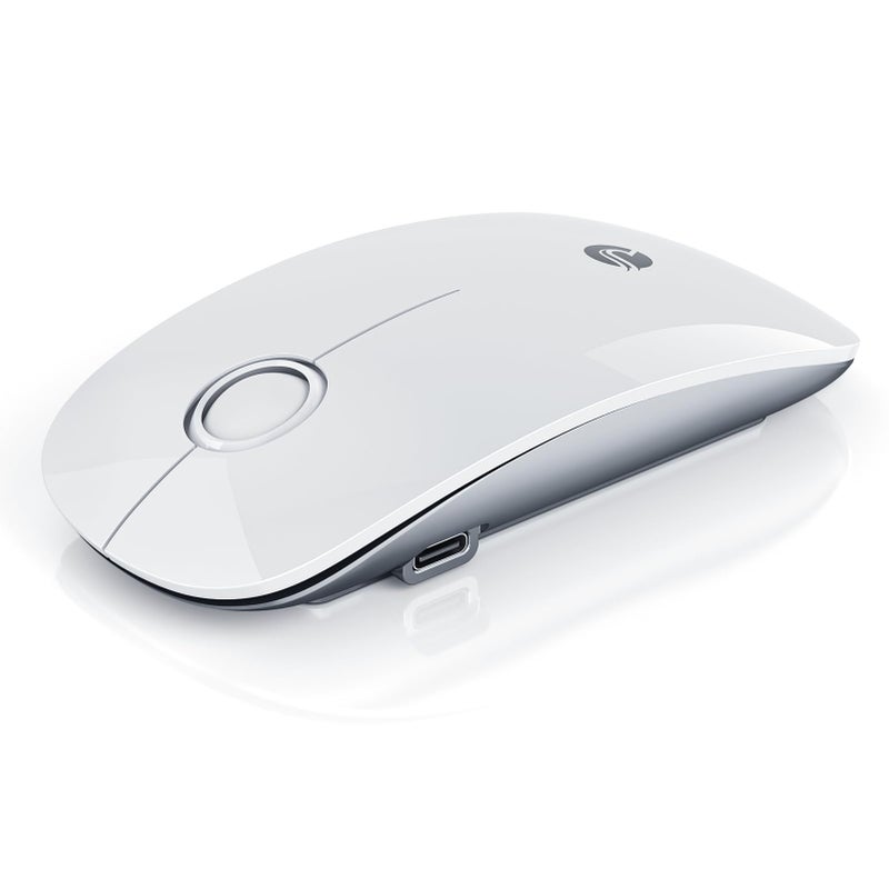 RAPIQUE R306 Pro Wireless Mouse, Dual Bluetooth & 2.4G, Type-C Rechargeable, Silent Click, Slim Symmetrical Design, Portable for Laptop/iPad/MacBook/Desktop/Windows/macOS â€“ White - Image 1