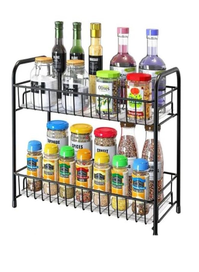 TechSrmaji Metal 2-Tier Multipurpose Kitchen Storage Shelf Shelves Holder Stand Rack, Kitchen Countertop Storage Shelf Organizer, Heavy Duty Rack, 2-Tier Trolley Container For Boxes - Image 1
