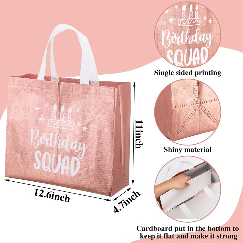Clysee 10 Pack Reusable Birthday Squad Birthday Queen Gift Bag with Handle Large Tote Bag for Women(Silver, Rose Gold) - Image 2