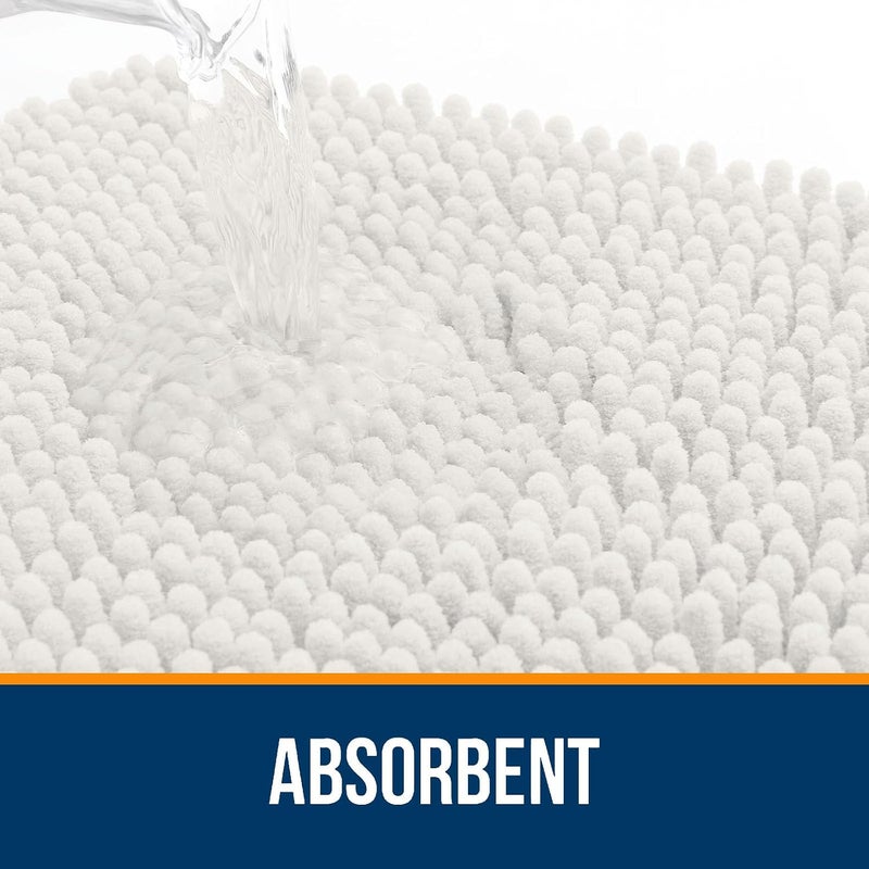 OLANLY Extra Soft Absorbent Chenille Bath Rug, Ivory, Quick-Drying Rubber Backing, Machine Washable - Image 4