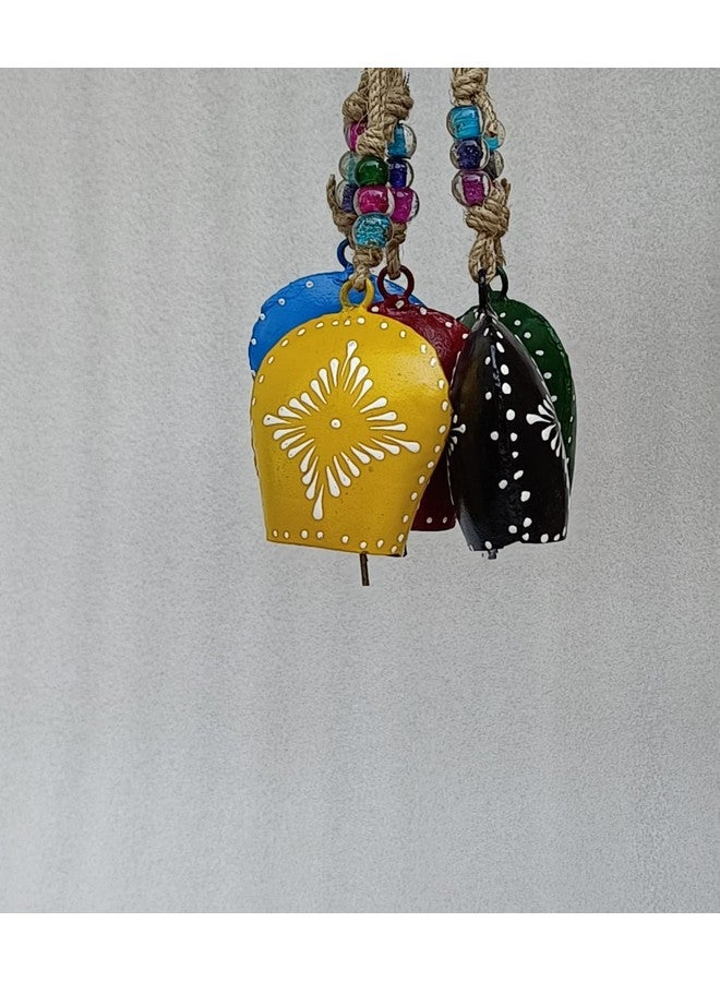 Onlinecraft جرس الأبقار هارموني أونلاين كرافت - جرس قديم مصنوع يدويًا - حظ سعيد - زينة عيد الميلاد المعلقة - مجموعة من 5 قطع (حجم الجرس 3 بوصة) - Image 2