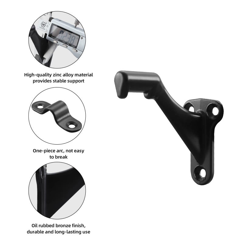 Home Master Hardware Handrail Stair Brackets 3"" Oil Rubbed Bronze Finish, 6 Pack Heavy Duty Support Hardware For Stairways With Screws, Staircase Hand Rail Bracket For Home Or Office, Home Master Hardware - Image 3