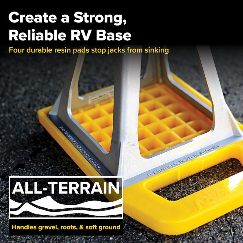 Camco RV Stabilizing Jack Pads, Helps Prevent Jacks From Sinking, 6.5 Inch x 9 Inch Pad - 4 pack (44595), Yellow - Image 3
