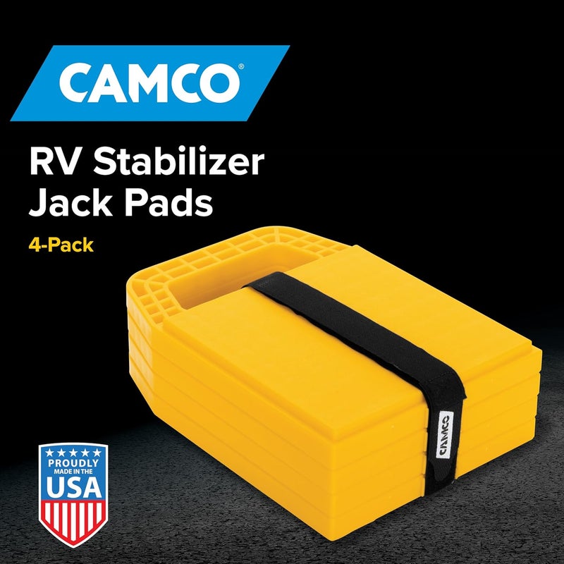 Camco RV Stabilizing Jack Pads, Helps Prevent Jacks From Sinking, 6.5 Inch x 9 Inch Pad - 4 pack (44595), Yellow - Image 2