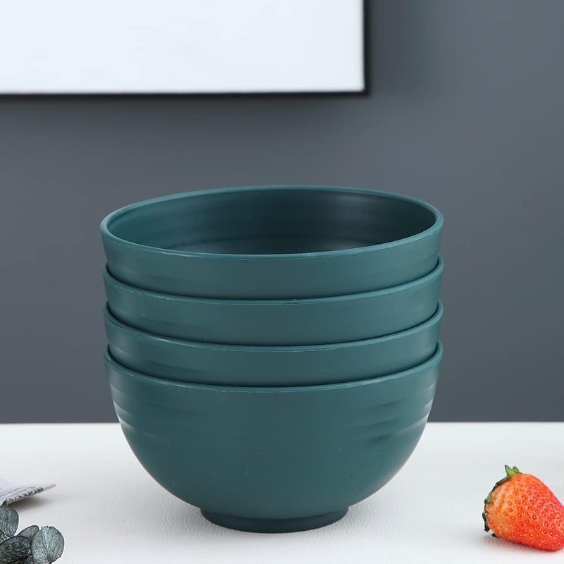 Kyraton Cereal Bowls 4 Pieces Unbreakable And Reusable Light Weight Bowl For Rice Noodle Soup Snack Salad Fruit Dishwasher Safe Microwave Safe BPA Free Dark Green - Image 2