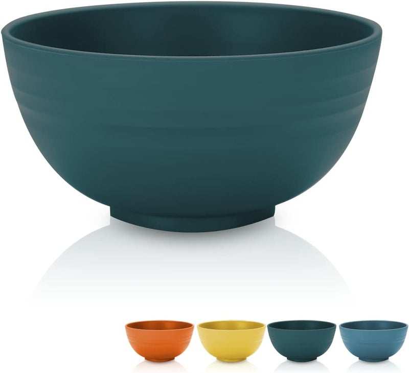 Kyraton Cereal Bowls 4 Pieces Unbreakable And Reusable Light Weight Bowl For Rice Noodle Soup Snack Salad Fruit Dishwasher Safe Microwave Safe BPA Free Dark Green - Image 1