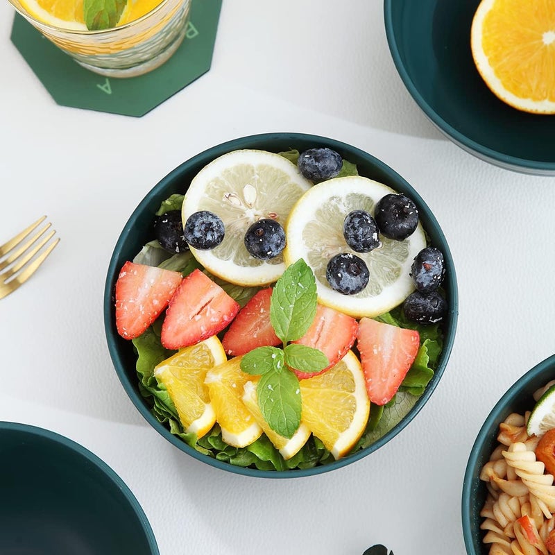 Kyraton Cereal Bowls 4 Pieces Unbreakable And Reusable Light Weight Bowl For Rice Noodle Soup Snack Salad Fruit Dishwasher Safe Microwave Safe BPA Free Dark Green - Image 5