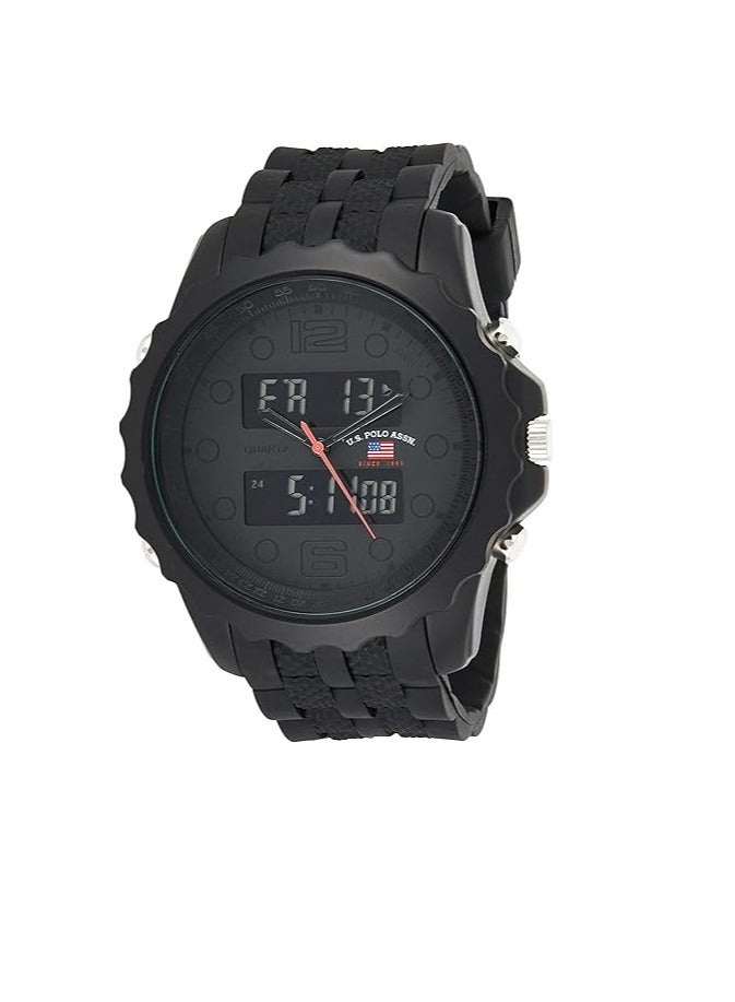 POLO Sport Men's  Black Watch With Black Rubber Band - Image 1