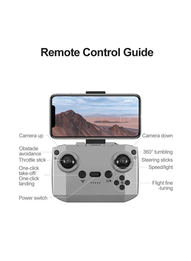 Generic V66 HD Dual Camera RC Drone Optical Flow Obstacle Avoidance Quadcopter with 2 Battery - Grey  - Image 4