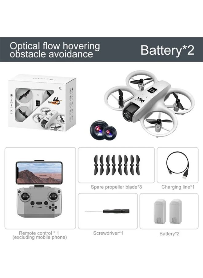 Generic V66 HD Dual Camera RC Drone Optical Flow Obstacle Avoidance Quadcopter with 2 Battery - Grey  - Image 2