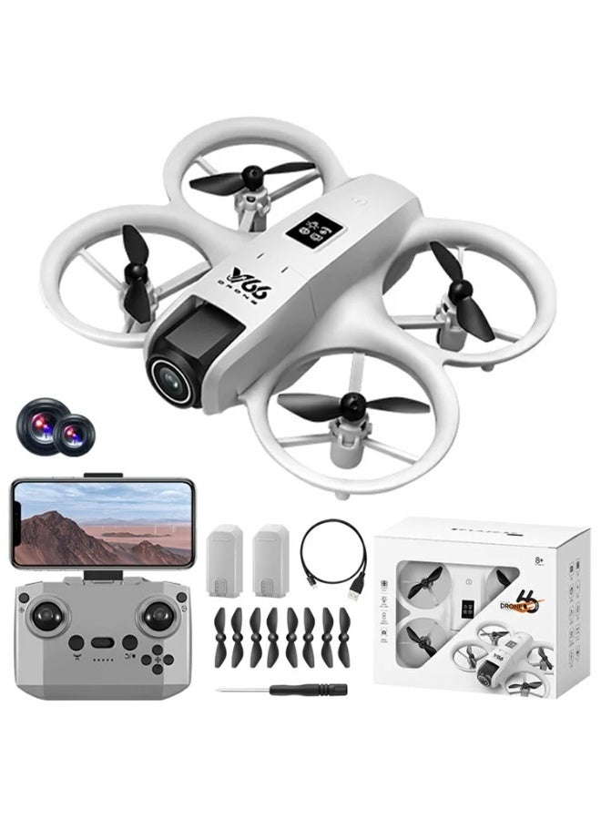Generic V66 HD Dual Camera RC Drone Optical Flow Obstacle Avoidance Quadcopter with 2 Battery - Grey  - Image 1