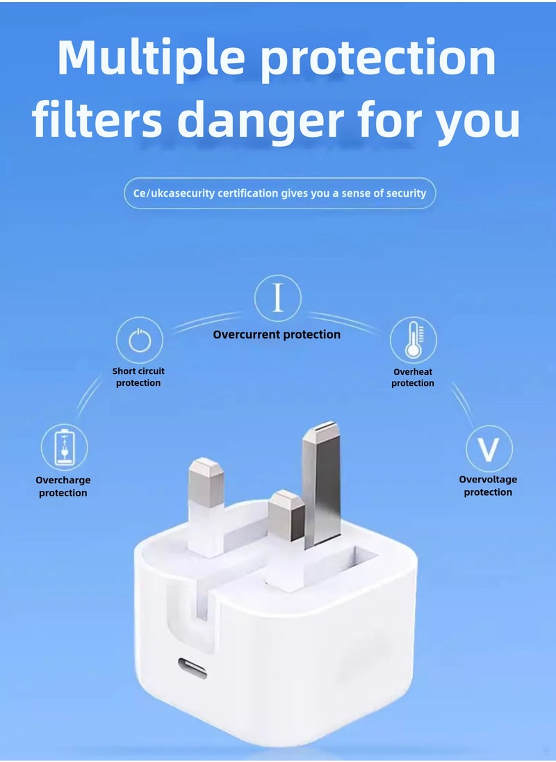 Generic iPhone 20W fast charging | USB C wall fast charger with 1M USB C to Lightning cable , compatible with iPhone 14/14 Pro/14 Pro Max/13/12/SE2020/11/XR/XS Max/X/iPad  - Image 2