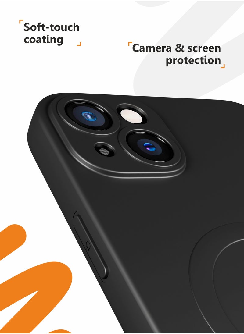 MOBILIUS - for iPhone 14 Plus Case, Soft Anti-Scratch Microfiber Lining, Compatible with MagSafe, Shockproof Phone Case for iPhone 14 Plus 6.7 inch, Black - Image 1