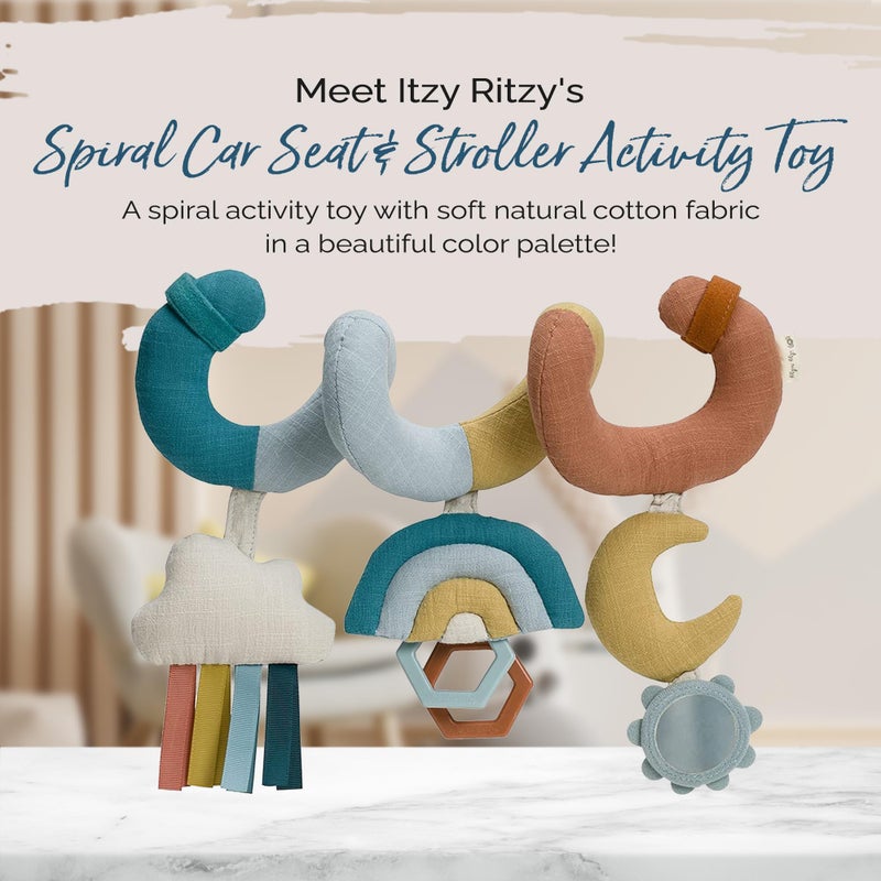 Itzy Ritzy Spiral Car Seat & Stroller Activity Toy - Stroller & Car Seat Toys for Ages 0 Months and Up - Hanging Toys Include Clinking Rings, Mirror and Textured Ribbons (Rainbow) - Image 2