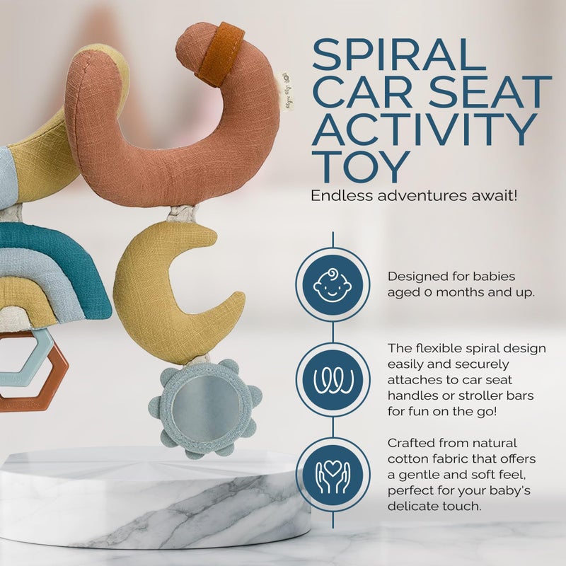 Itzy Ritzy Spiral Car Seat & Stroller Activity Toy - Stroller & Car Seat Toys for Ages 0 Months and Up - Hanging Toys Include Clinking Rings, Mirror and Textured Ribbons (Rainbow) - Image 4