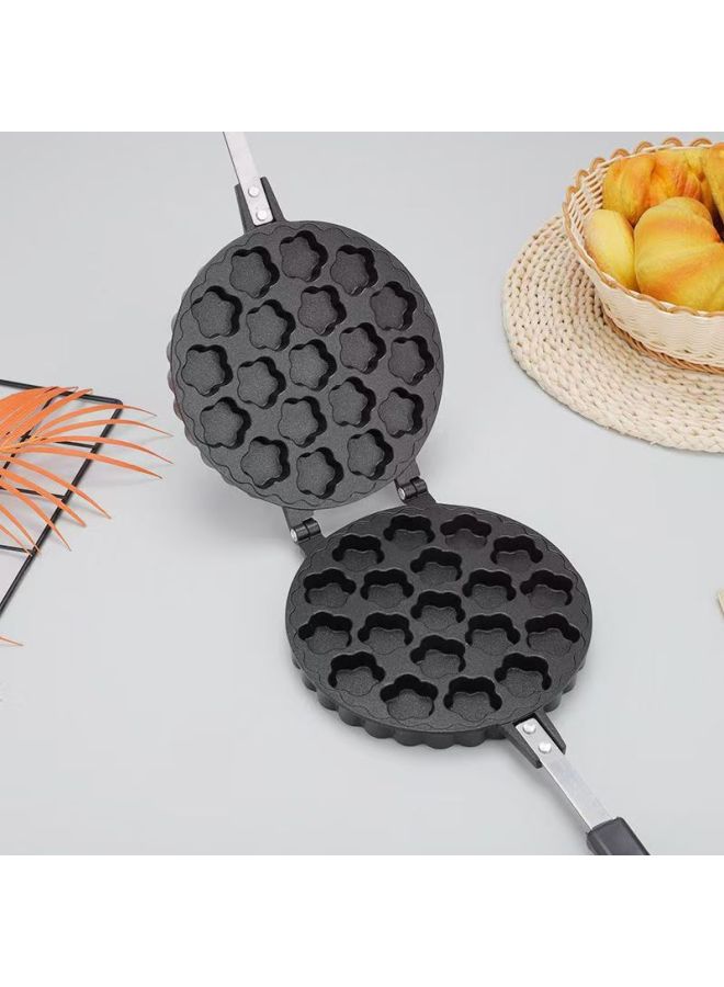Commercial Household 12-hole 16-hole Cake Mold Non-stick Double-sided Frying Pan Baking Tool Egg Baking Tray Wholesale-Specifications:Four Heart-shaped Waffle Baking Pan-Size:Black
