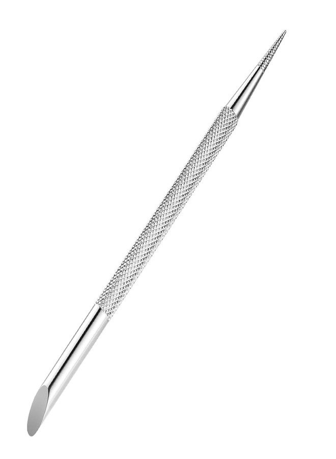 GANPUB 1Pc Stainless Steel Cuticle Pusher Nail Dotting Pen Nail Care Tool, Double Ended Manicure Stick Cuticle Remover Cleaner, Cuticle Pusher Sticks Glass Cuticle Pusher Cuticle Tools（Silver 12 cm long） - Image 1