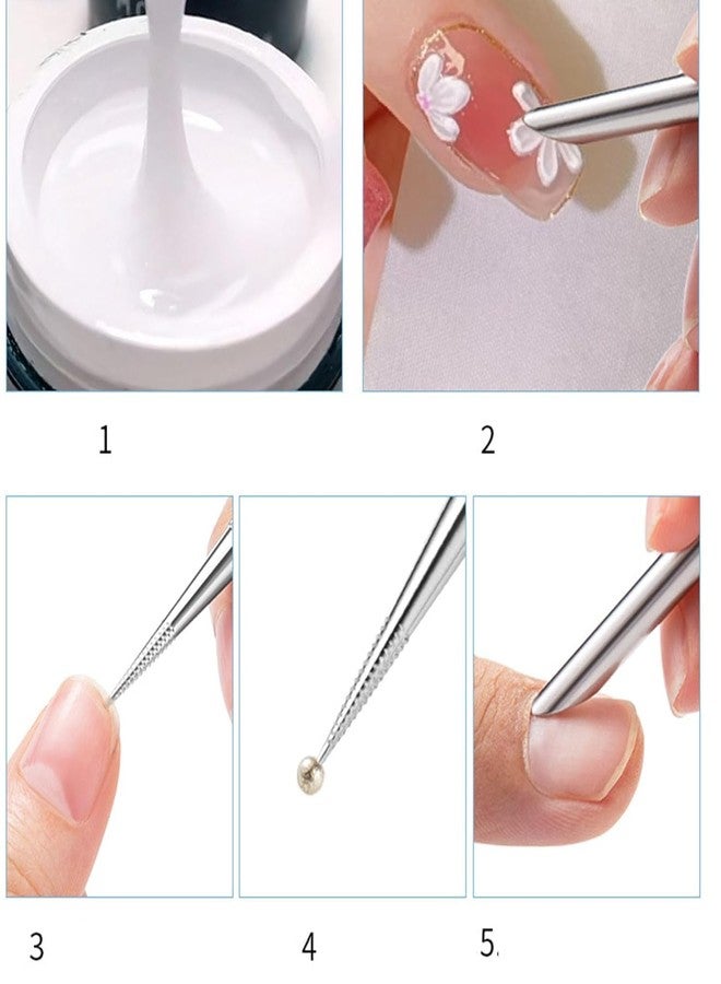 GANPUB 1Pc Stainless Steel Cuticle Pusher Nail Dotting Pen Nail Care Tool, Double Ended Manicure Stick Cuticle Remover Cleaner, Cuticle Pusher Sticks Glass Cuticle Pusher Cuticle Tools（Silver 12 cm long） - Image 4