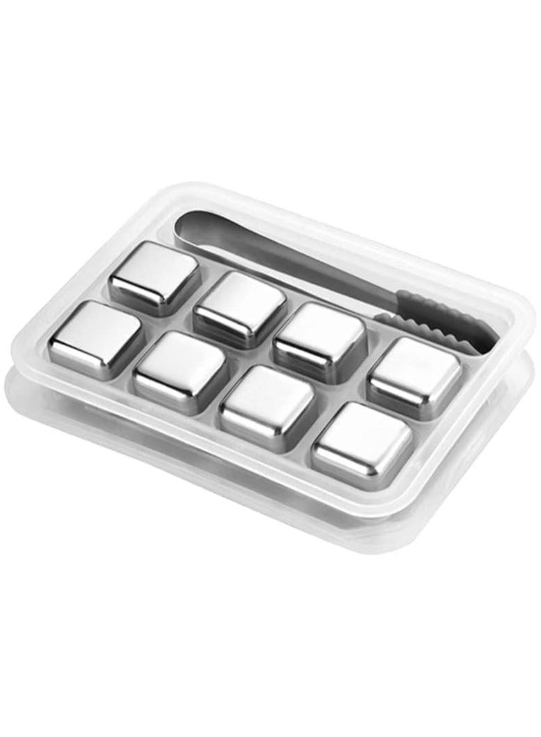 BLOOMING TIME Stainless Steel Ice Cubes, Metal  Stones, Chilling Stones with Tongs & Tray - Reusable - Image 1