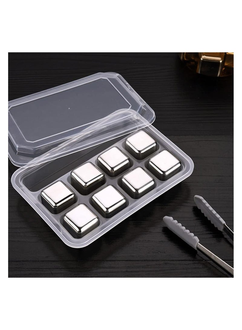 BLOOMING TIME Stainless Steel Ice Cubes, Metal  Stones, Chilling Stones with Tongs & Tray - Reusable - Image 2