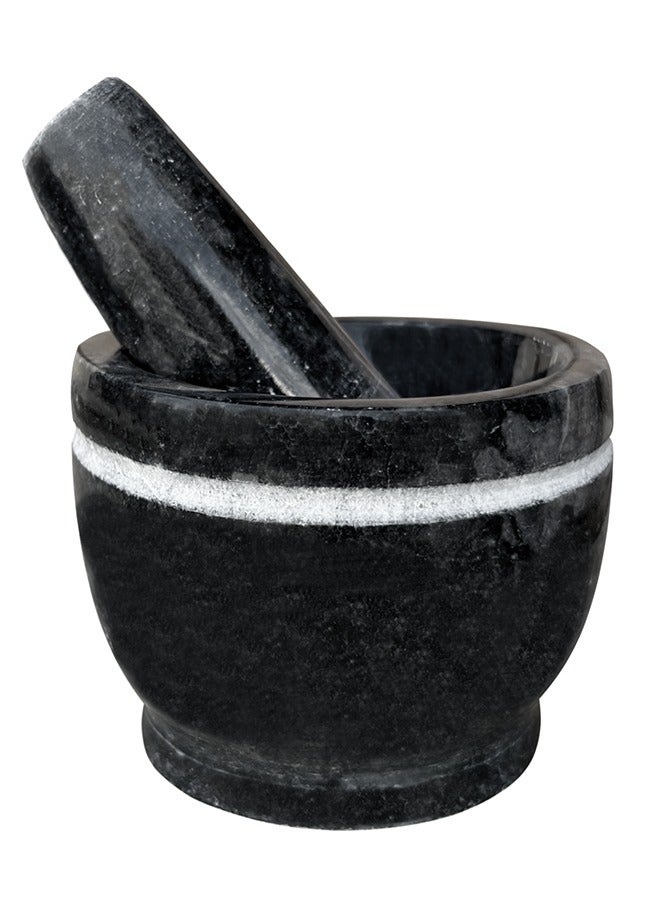 Lion Midnight Gray Premium Marble Mortar and Pestle Set – Silky Smooth Finish, Medium Size (10 cm x 7 cm Mortar, 10 cm Pestle), Deep Design, Heavy-Duty, Non-Porous, Handcrafted for Efficient Grinding (170 ml) - Image 2