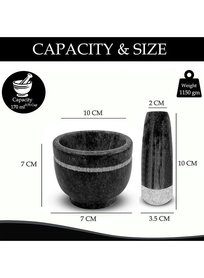 Lion Midnight Gray Premium Marble Mortar and Pestle Set – Silky Smooth Finish, Medium Size (10 cm x 7 cm Mortar, 10 cm Pestle), Deep Design, Heavy-Duty, Non-Porous, Handcrafted for Efficient Grinding (170 ml) - Image 4