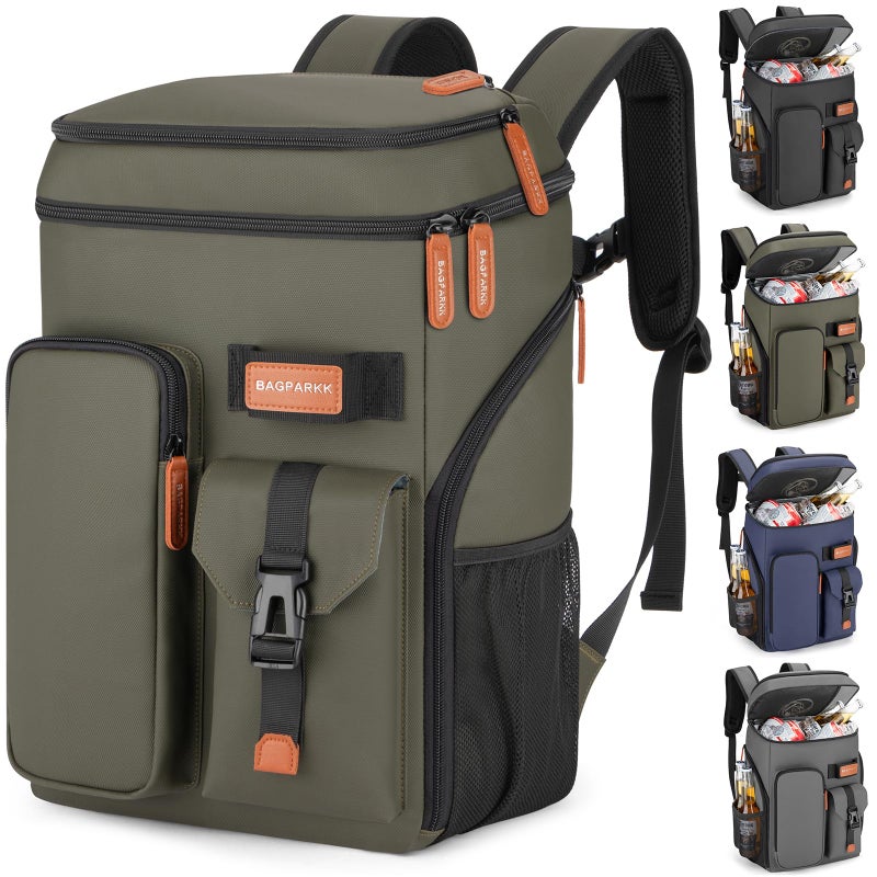 BAGPARKK Insulated Cooler Backpack33 Cans Multifunctional Double Deck Leakproof Cooler Bag with Sternum StrapLarge Capacity Lightweight Travel Camping Beach Backpack Cooler Ice Chest for Men Women - Image 2